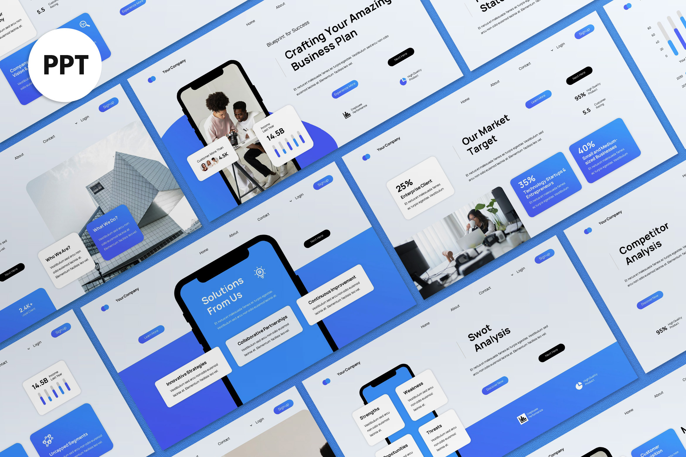 Blue Business Plan PPT, a Presentation Template by graphicook