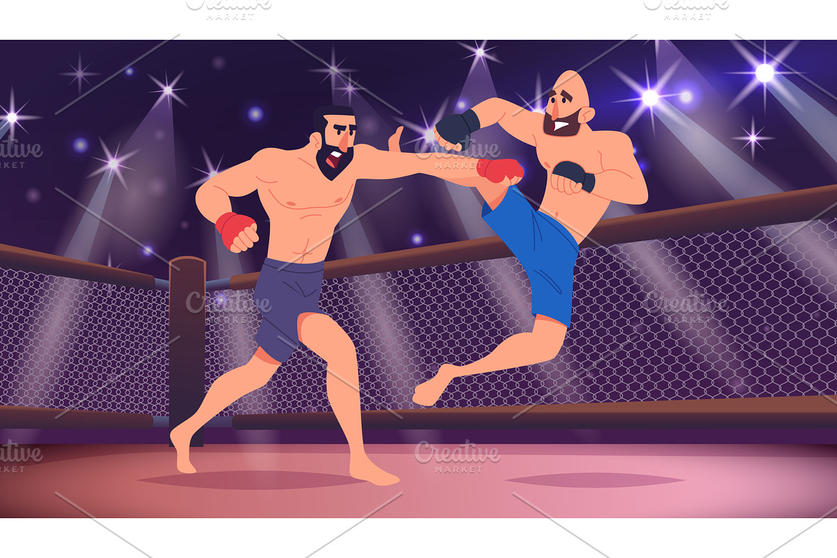 MMA fighters. aggressive sport, a Sport Illustration by Onyx