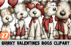 Quirky Valentines Dogs Clipart, a Graphic by CitraGraphics