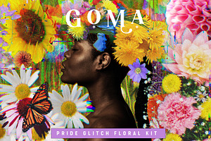 Pride Glitch Floral Collage Kit