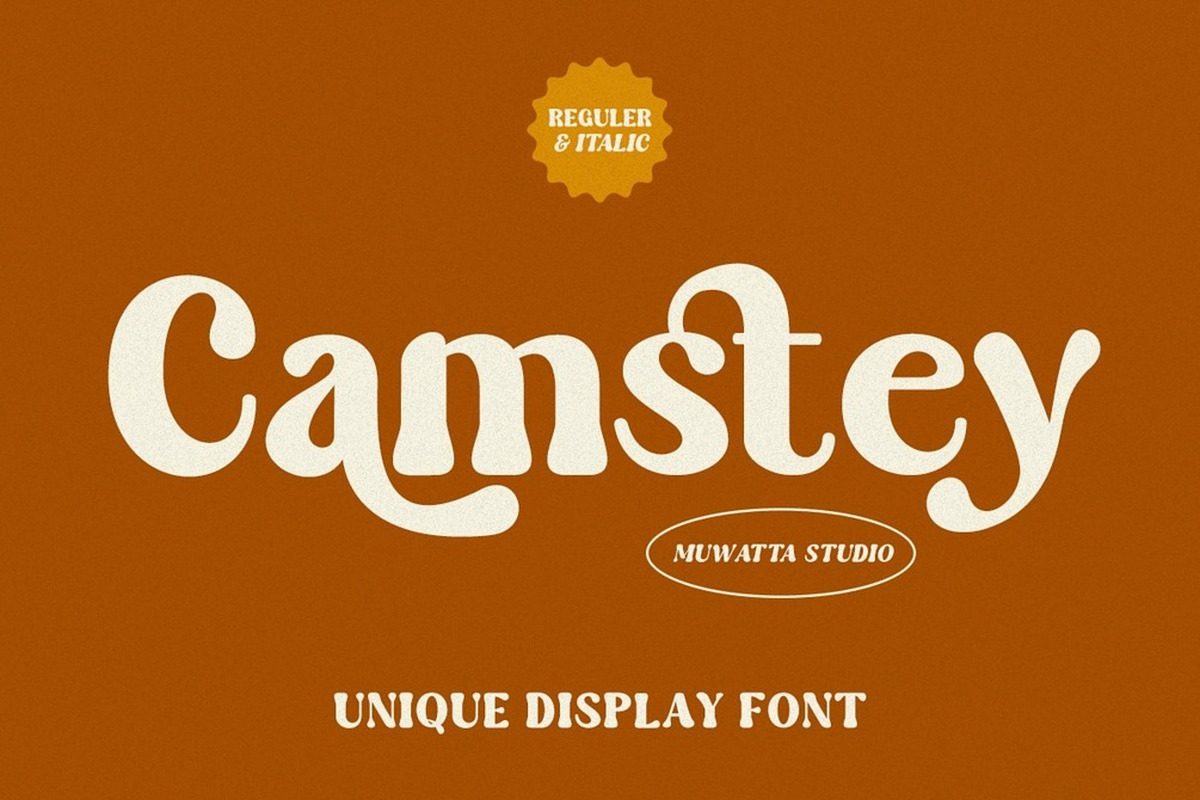 Camstey – Groovy Display, a Script Font by Muwatta Studio (Photo 1 of 8)