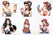 Trendy Vintage Girl Clipart, an Illustration by RobertsArt (Thumbnail 4 of 7)