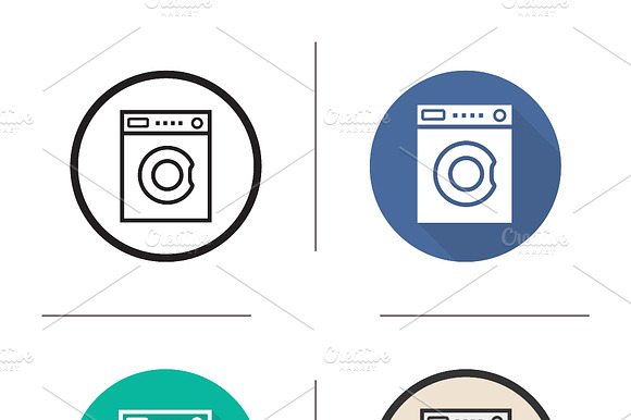 Washing Machine Icons. Vector