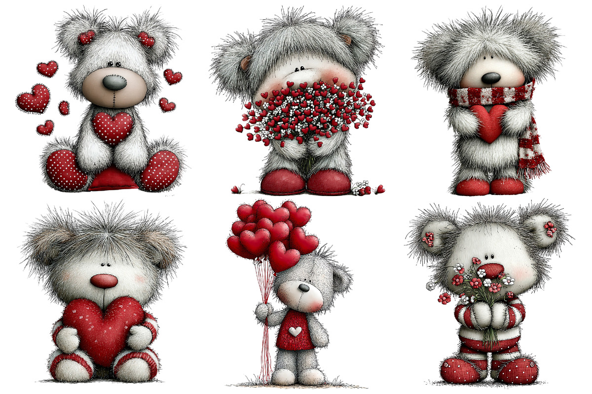 Valentine Teddy Clipart, an Illustration by Pixels.Craft (Photo 5 of 5)