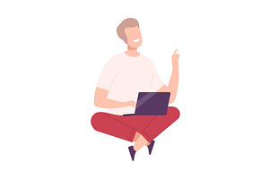 Young Man with Modern Digital, a Person Illustration by TopVectors