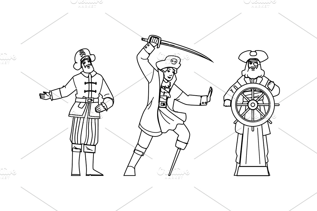 sea pirate captain vector, a Person Illustration by pikepicture