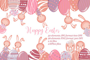 Set of vector cute Easrer Bunny