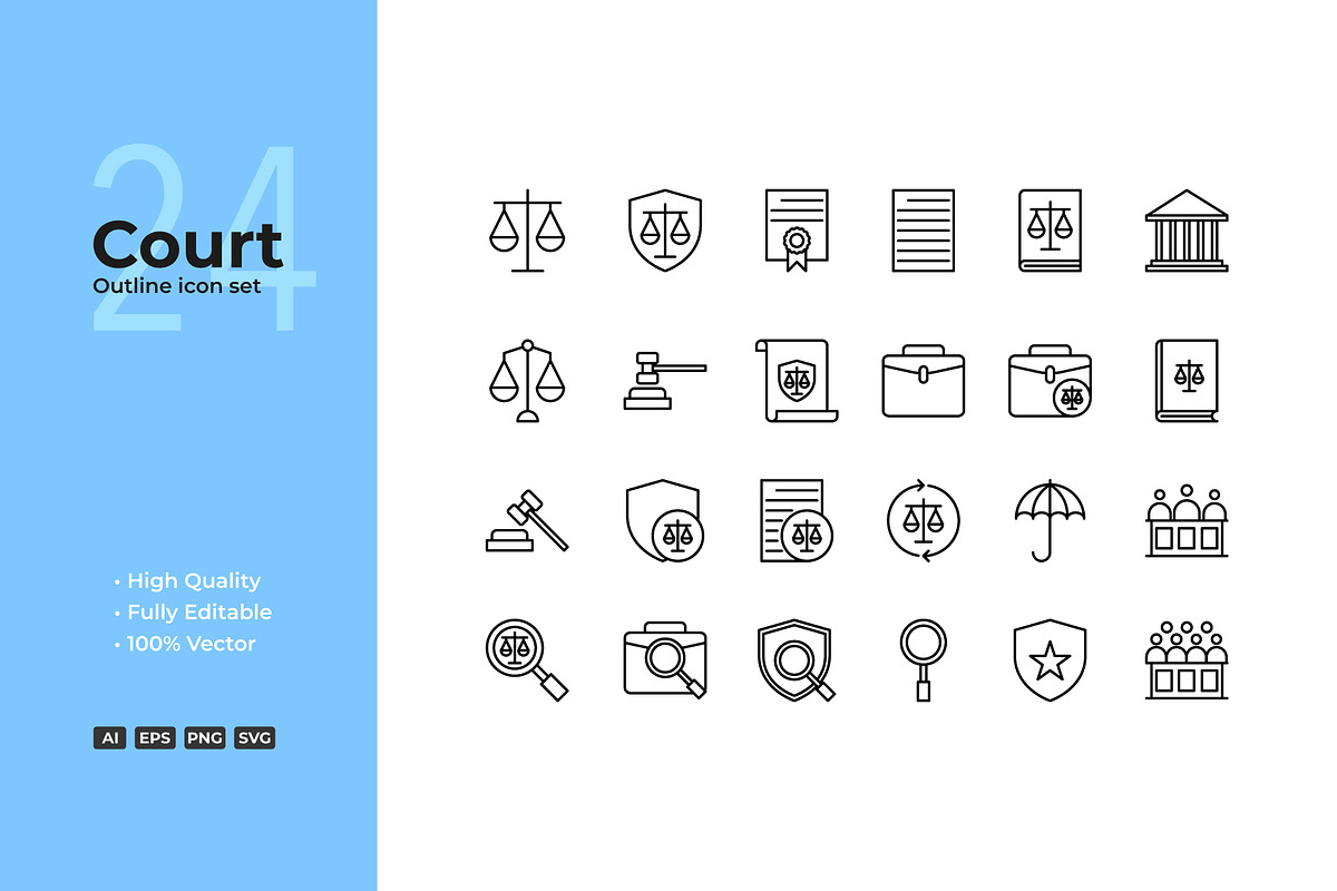 Court outline icons, an Outline Icon by KyotaType Studio