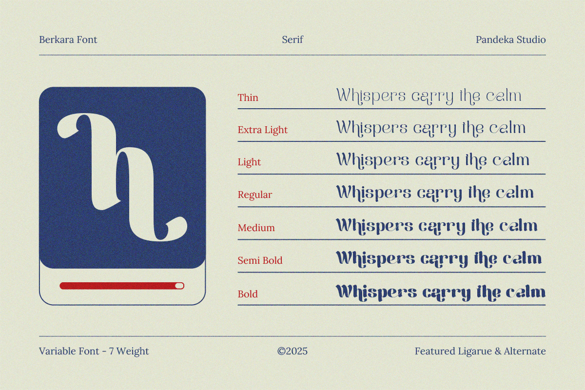 Berkara - Stylish Serif Display, a Serif Font by Pandeka Studio (Photo 2 of 9)