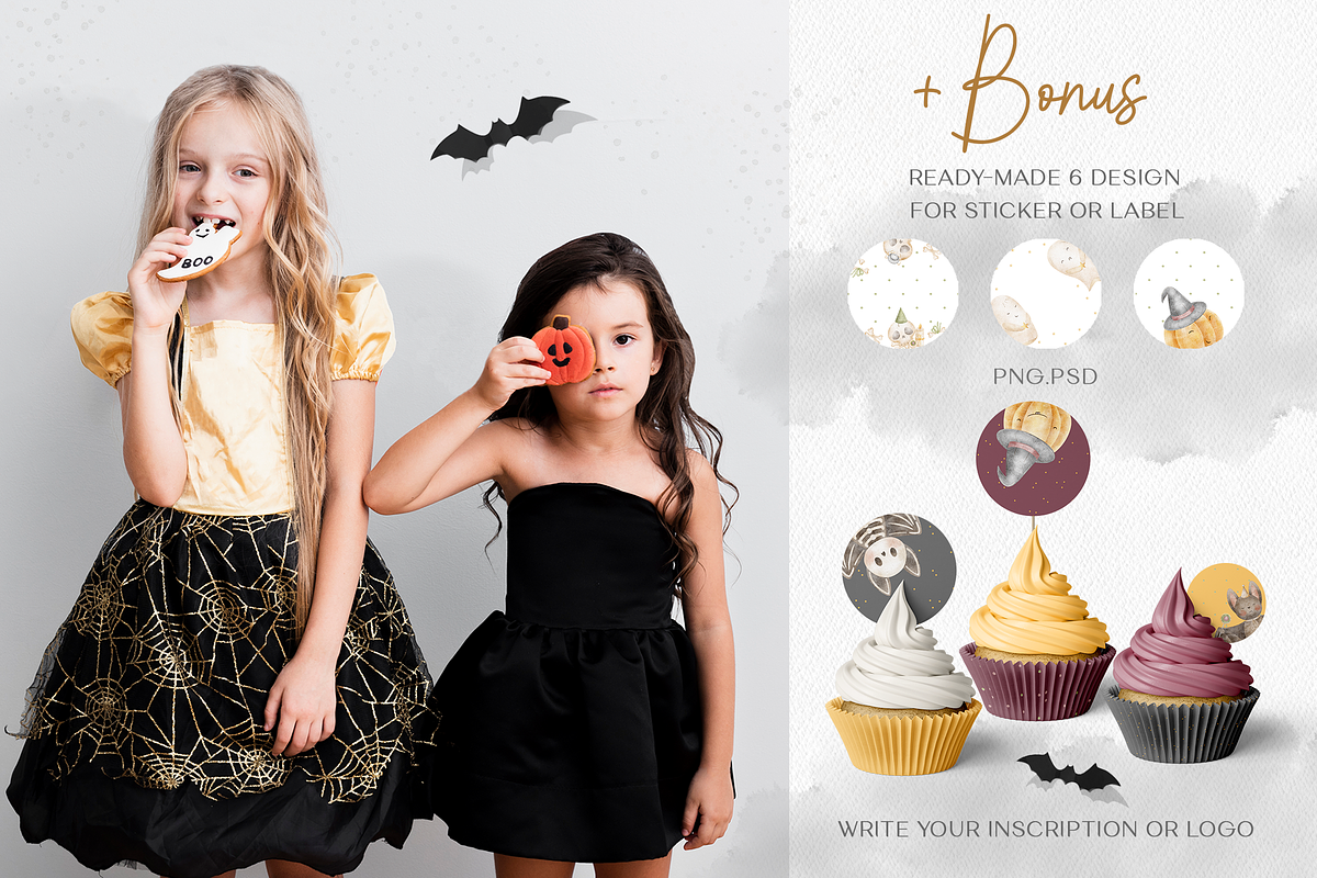 Halloween Bats watercolor clip art, an Illustration by Nastya Brekhova (Photo 9 of 14)