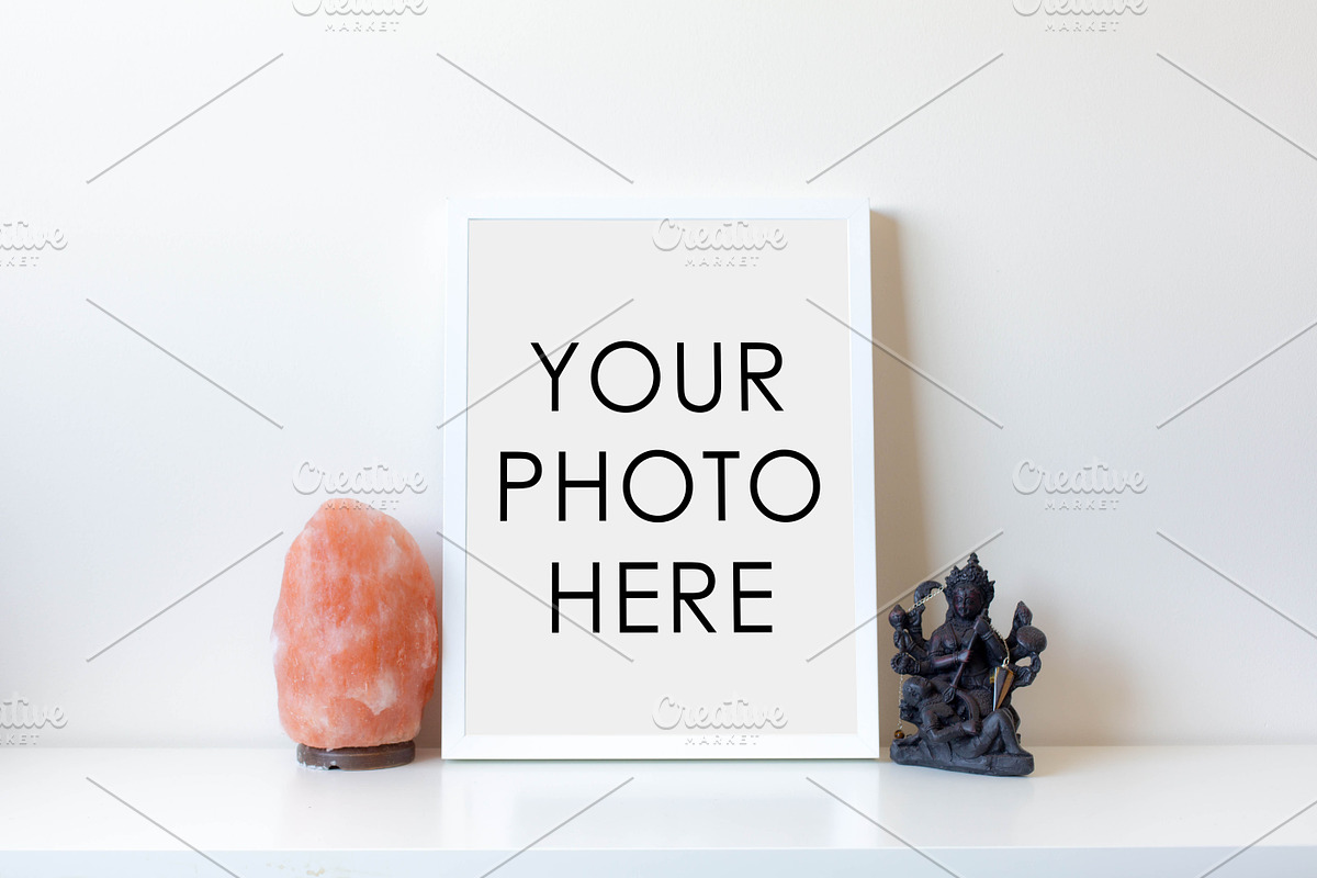 White Frame With Statue & Salt Lamp, a Print Template by F R A M E D // SUPPLY CO.