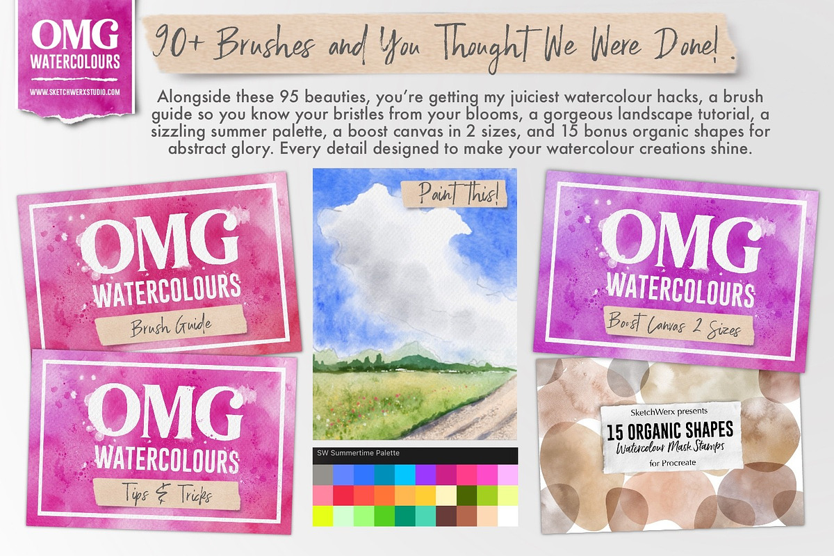 OMG Watercolours for Procreate, a Brushes & More by SketchWerx (Photo 14 of 16)