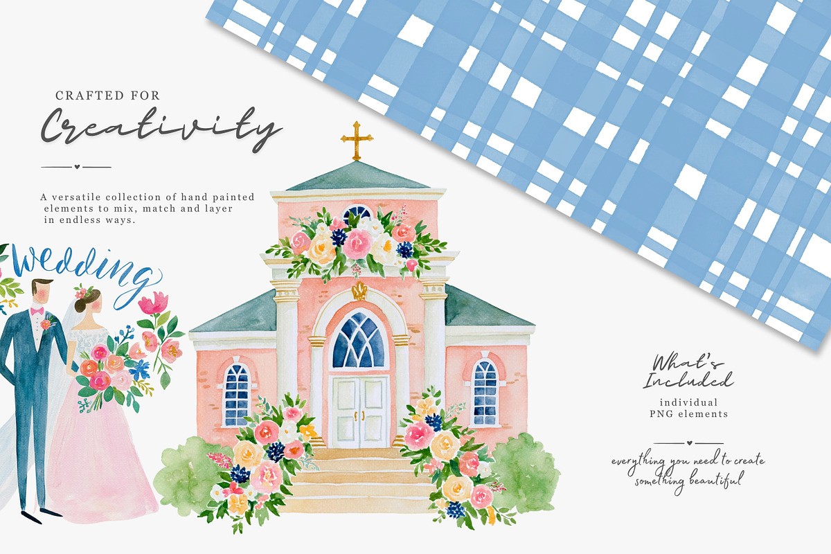 watercolor wedding clipart set, a Decorative Illustration by Patishop Art (Photo 7 of 9)