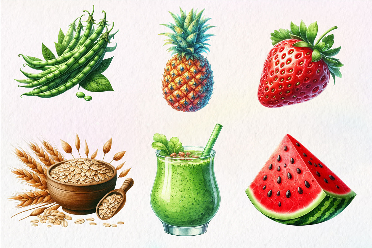 Watercolor Healthy Food Clipart, an Illustration by Dream Creation (Photo 4 of 7)
