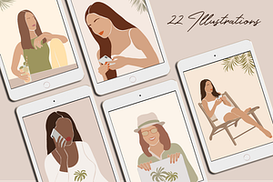 Digital Nomad Girls Illustration Set