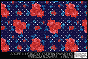 4 Freedom Flower Print Swatches, a Pattern Graphic by Pickover Designs (Thumbnail 2 of 5)
