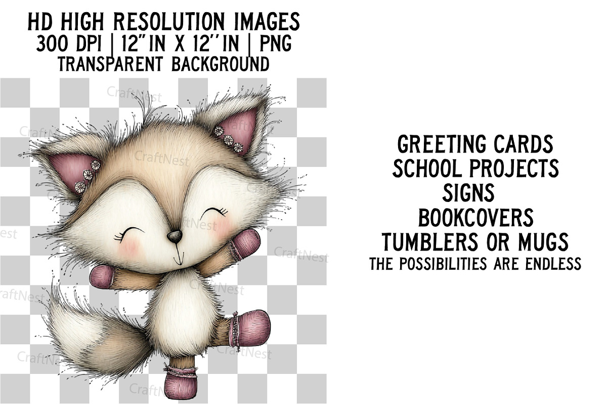 Watercolor Fox with Emotion Clipart, an Illustration by Craft Nest (Photo 5 of 6)