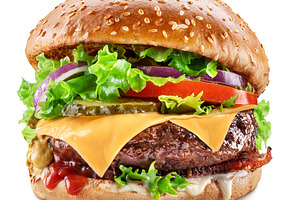 Hamburger on a white background, a Food & Drink Photo by Volff