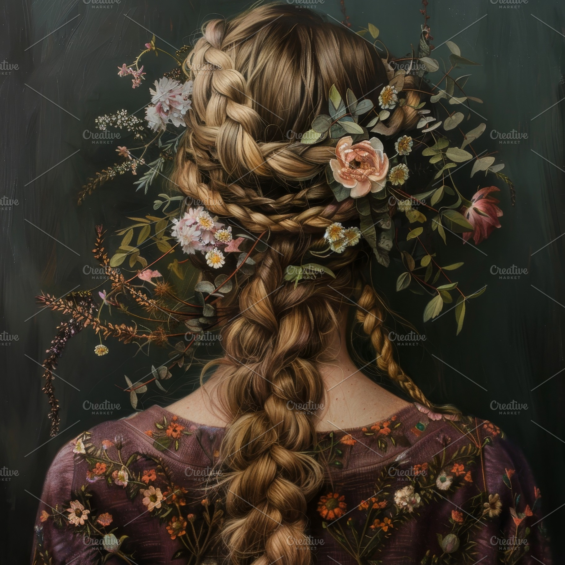 A painting of a woman with braids in, a Photo by Iftikhar Alam