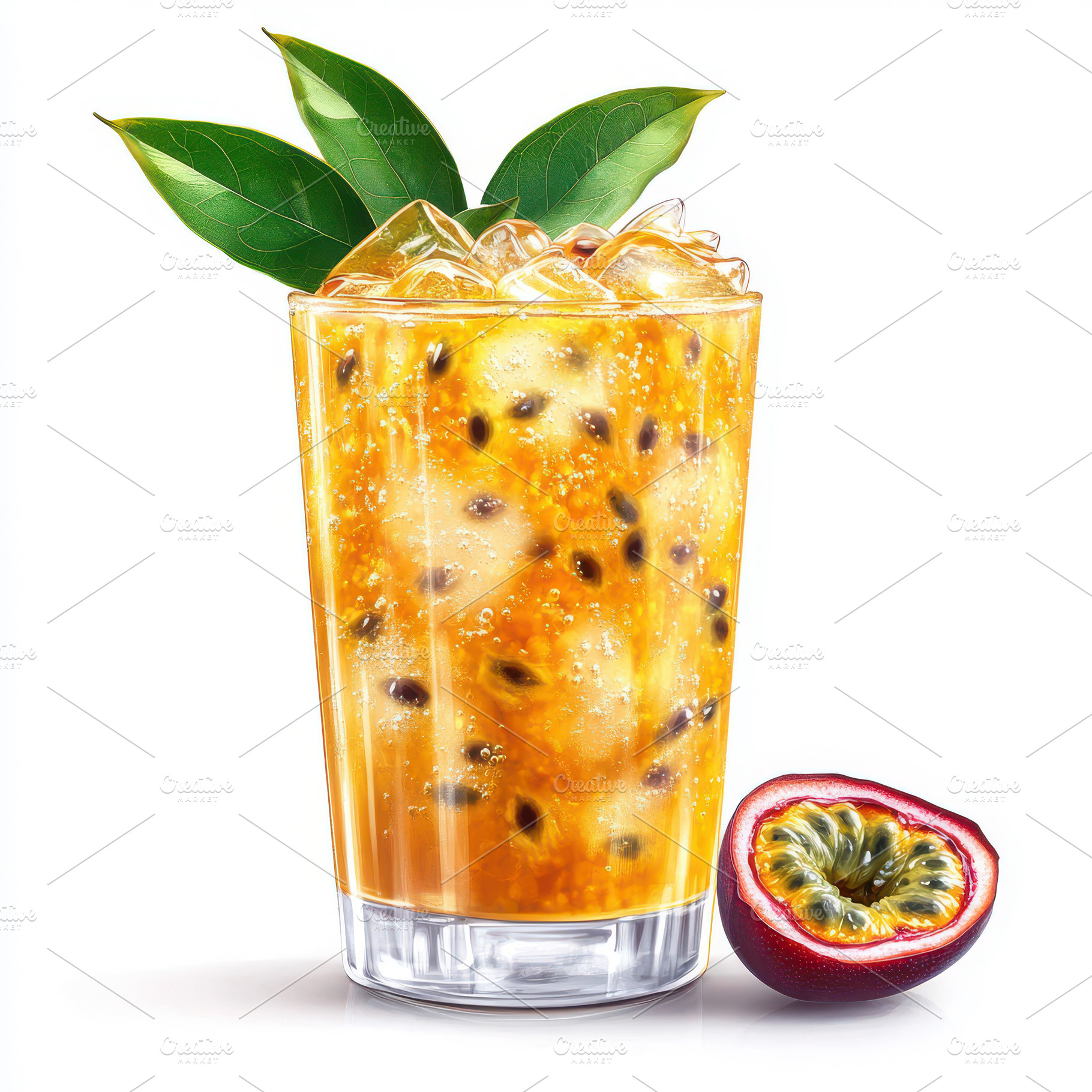 Refreshing Passion Fruit Iced Drink, a Food & Drink Photo by Pixeness Studio