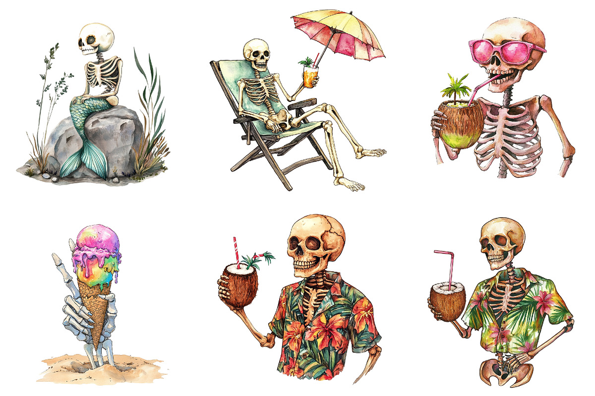 Spooky Summer Skeleton Sublimation, an Illustration by DreamArtGraphic (Photo 4 of 4)