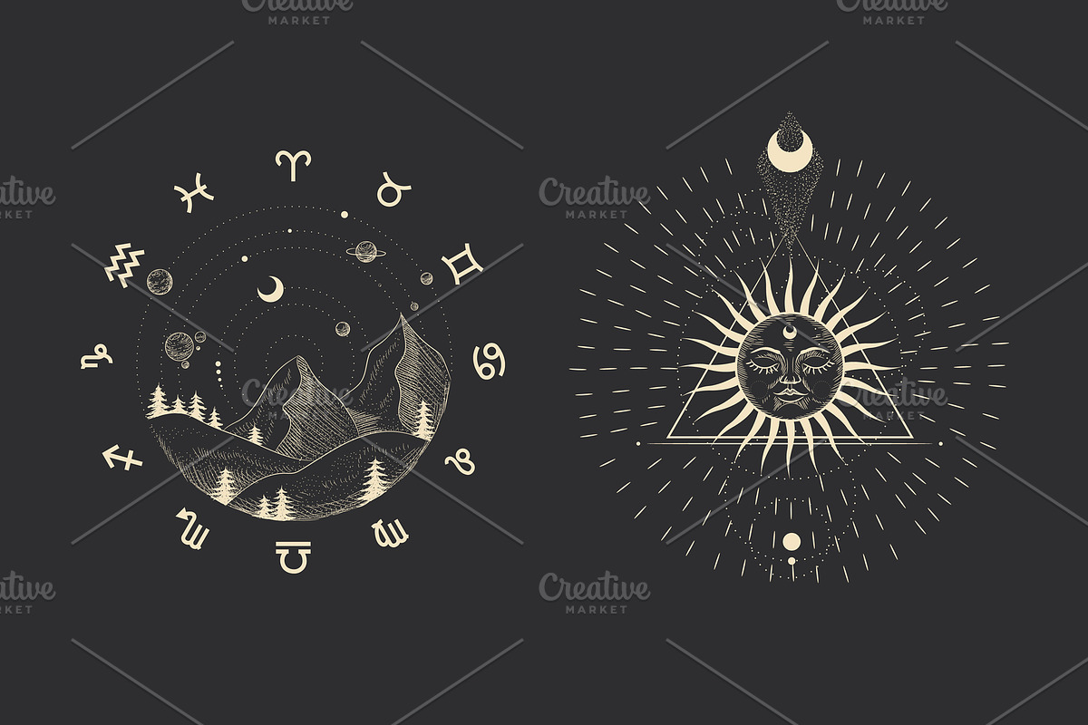 Cosmic signs and symbols, a Decorative Illustration by Chikovnaya (Photo 11 of 21)