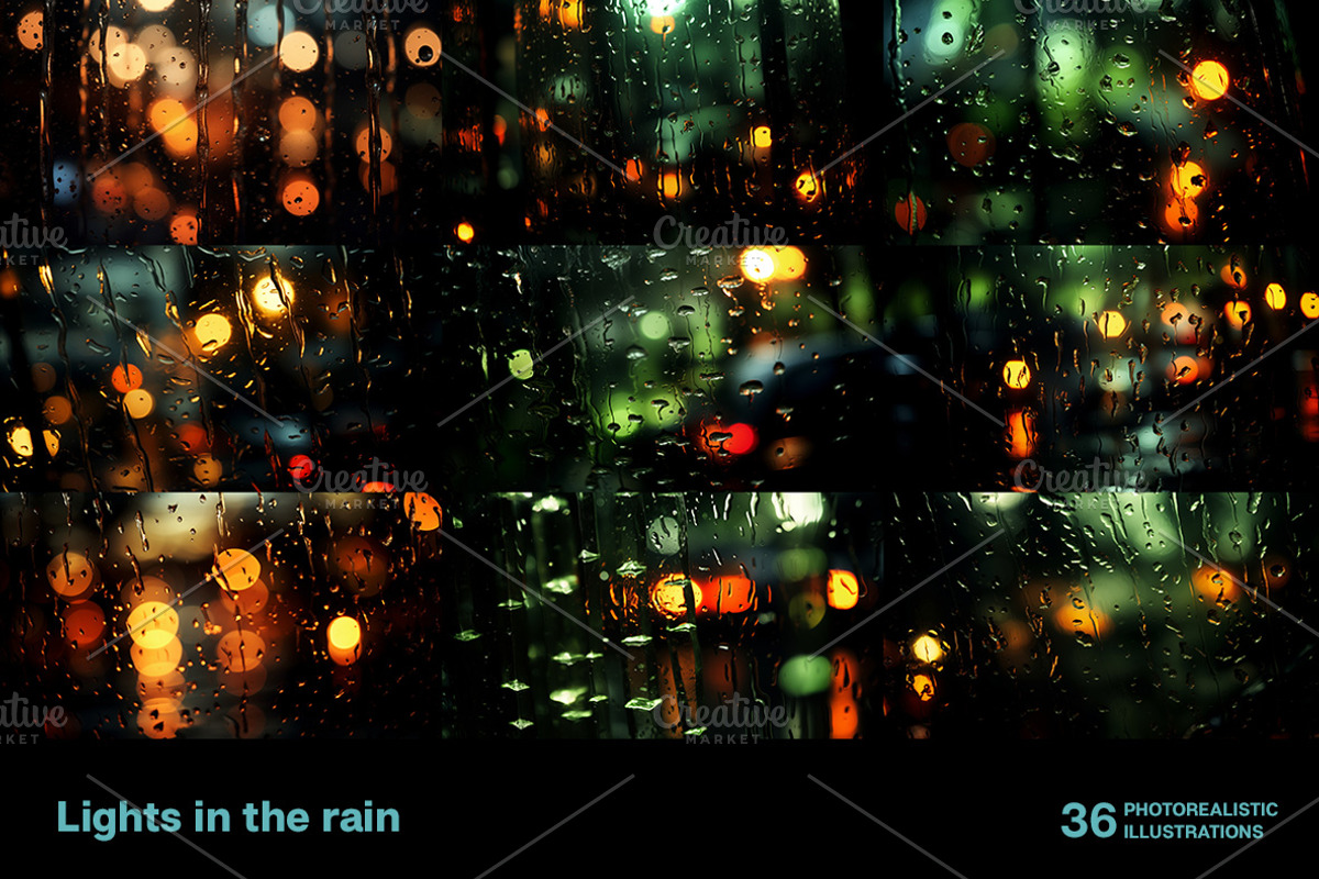 Lights in the rain. 36 images, an Abstract Photo by Handmadefont (Photo 2 of 10)