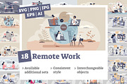18 Remote Work Concepts, a Person Illustration by VectorMine (Thumbnail 1 of 8)