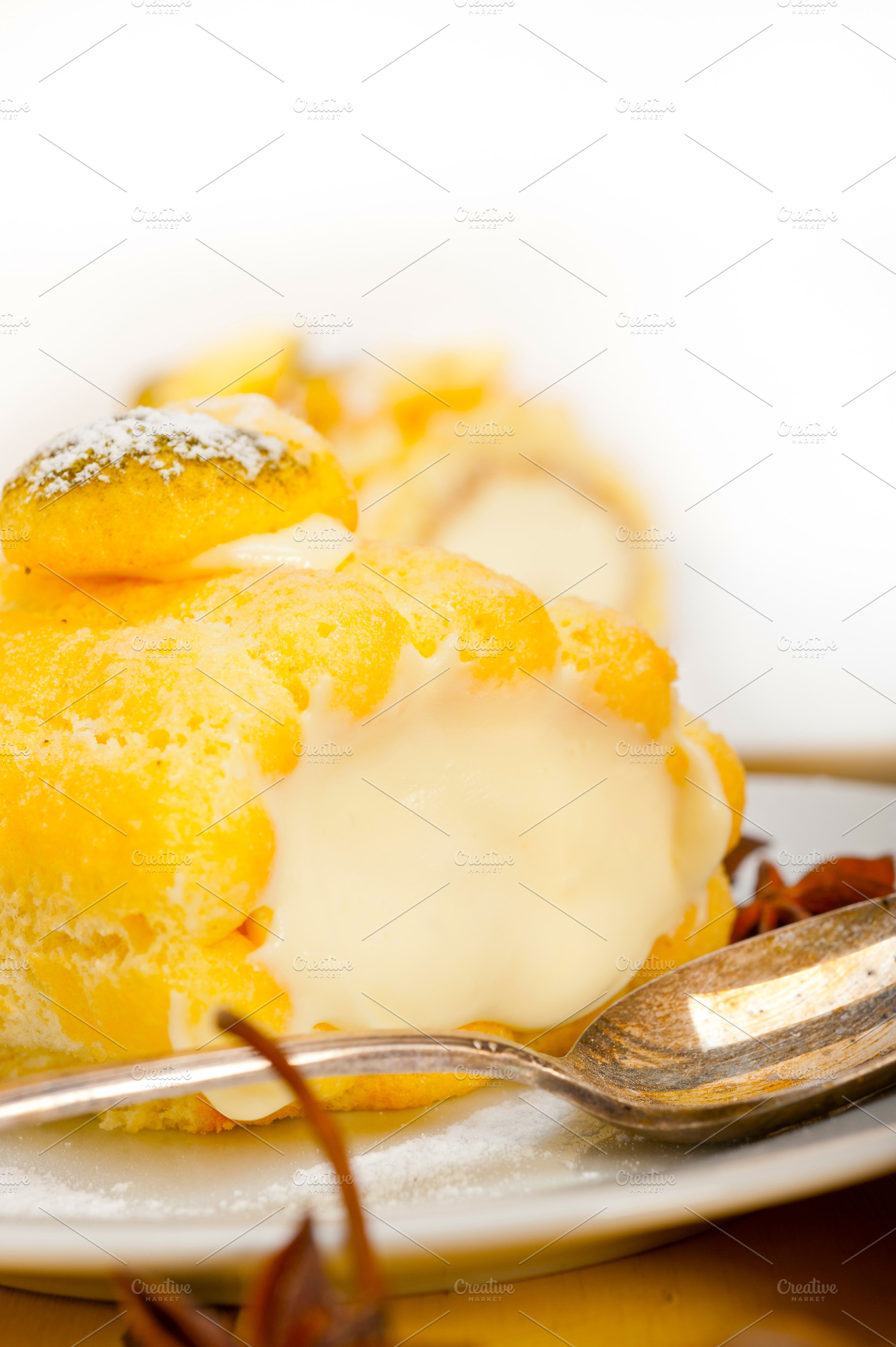 cream roll cake dessert and spices, a Food & Drink Photo by keko64