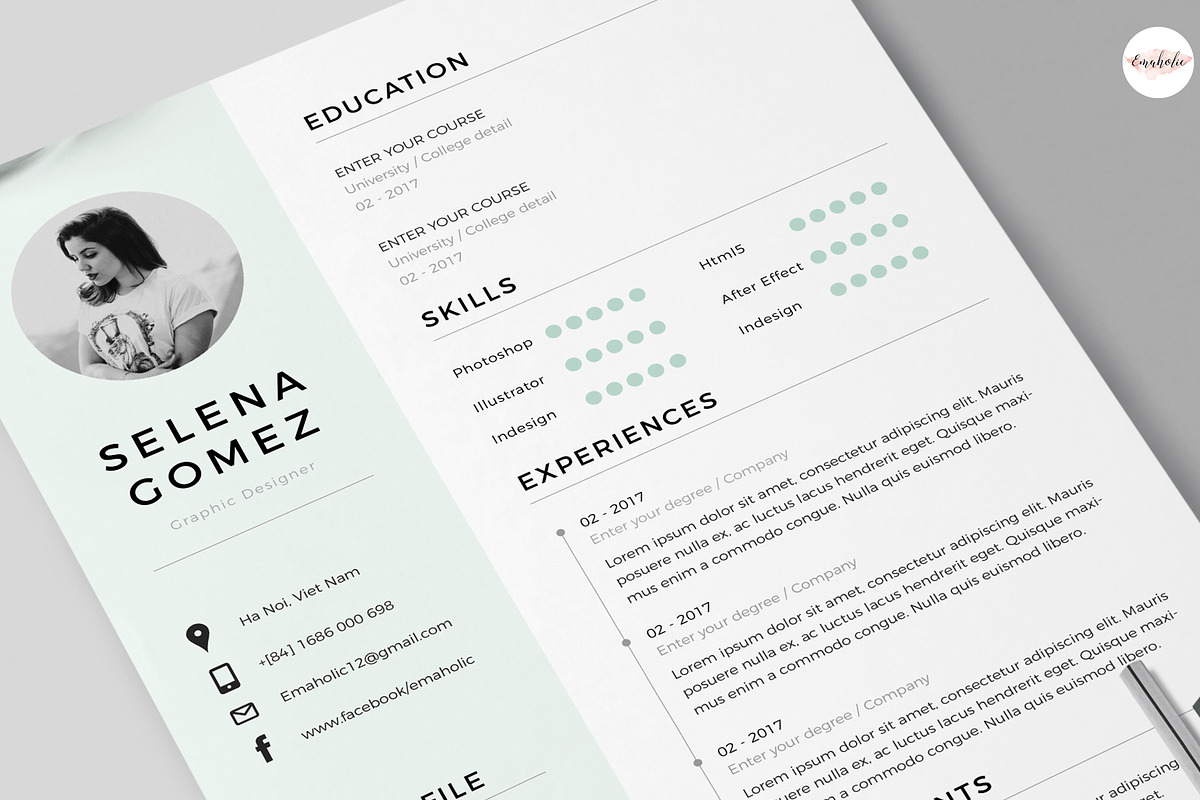 Elegant 1 Page Resume Template, a Resume Template by Emaholic Template (Photo 5 of 5)