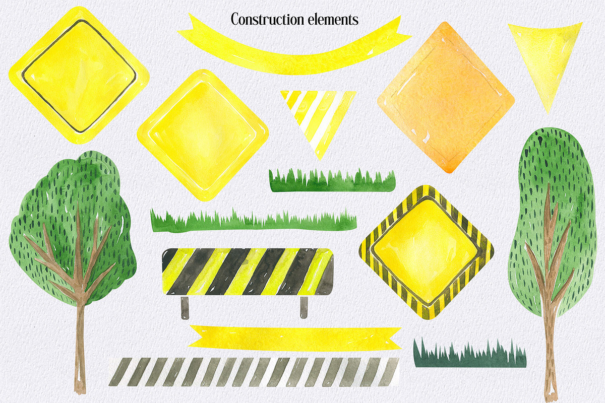 Watercolor Construction clipart, a Decorative Illustration by WatercolorColorDream (Photo 4 of 12)