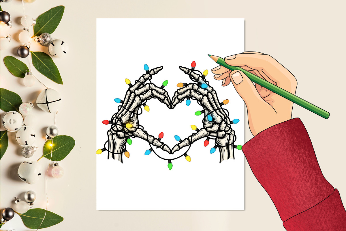 Skeleton Heart Hands Sublimation, a Seasonal Illustration by Rose Art (Photo 3 of 4)