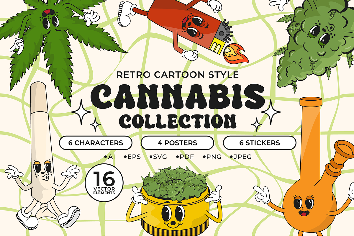 Groovy Style Cannabis Collection, an Object Graphic by semenova.sense (Photo 1 of 9)