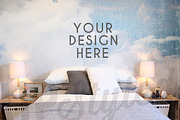 F200 Bed Wall Mock Up, a Product Mockup by UpStyled (Thumbnail 1 of 2)