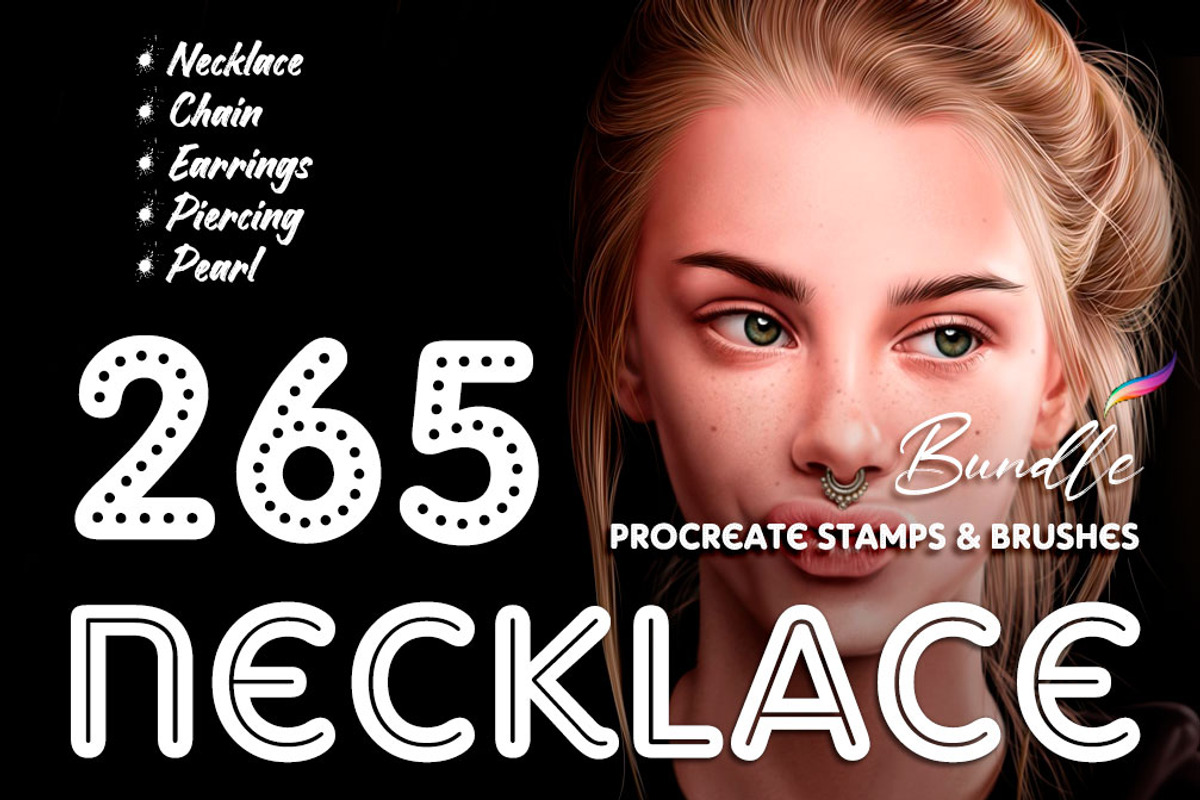 necklace stamps procreate stamps, a Brush Add-On by SannaIllustrations (Photo 1 of 4)