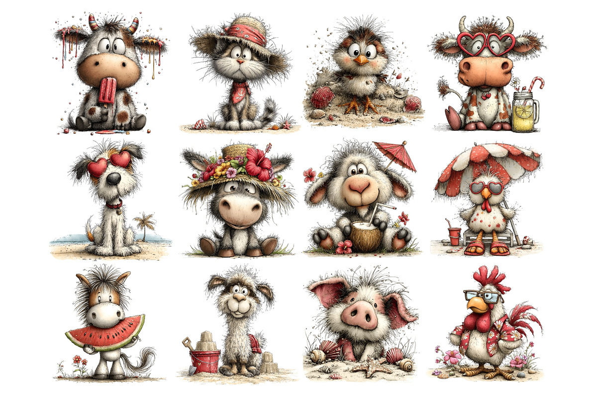 Beach Animals Watercolor Clipart Set, an Animal Illustration by Nicolle's Colorful Art (Photo 4 of 10)