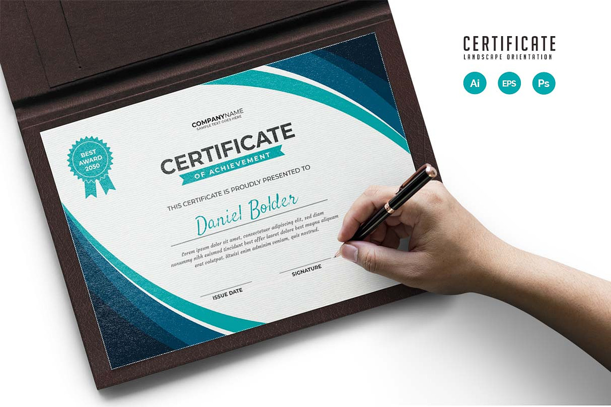 422. Modern Certificate Template, a Stationery Template by CreativeRezwan (Photo 2 of 3)