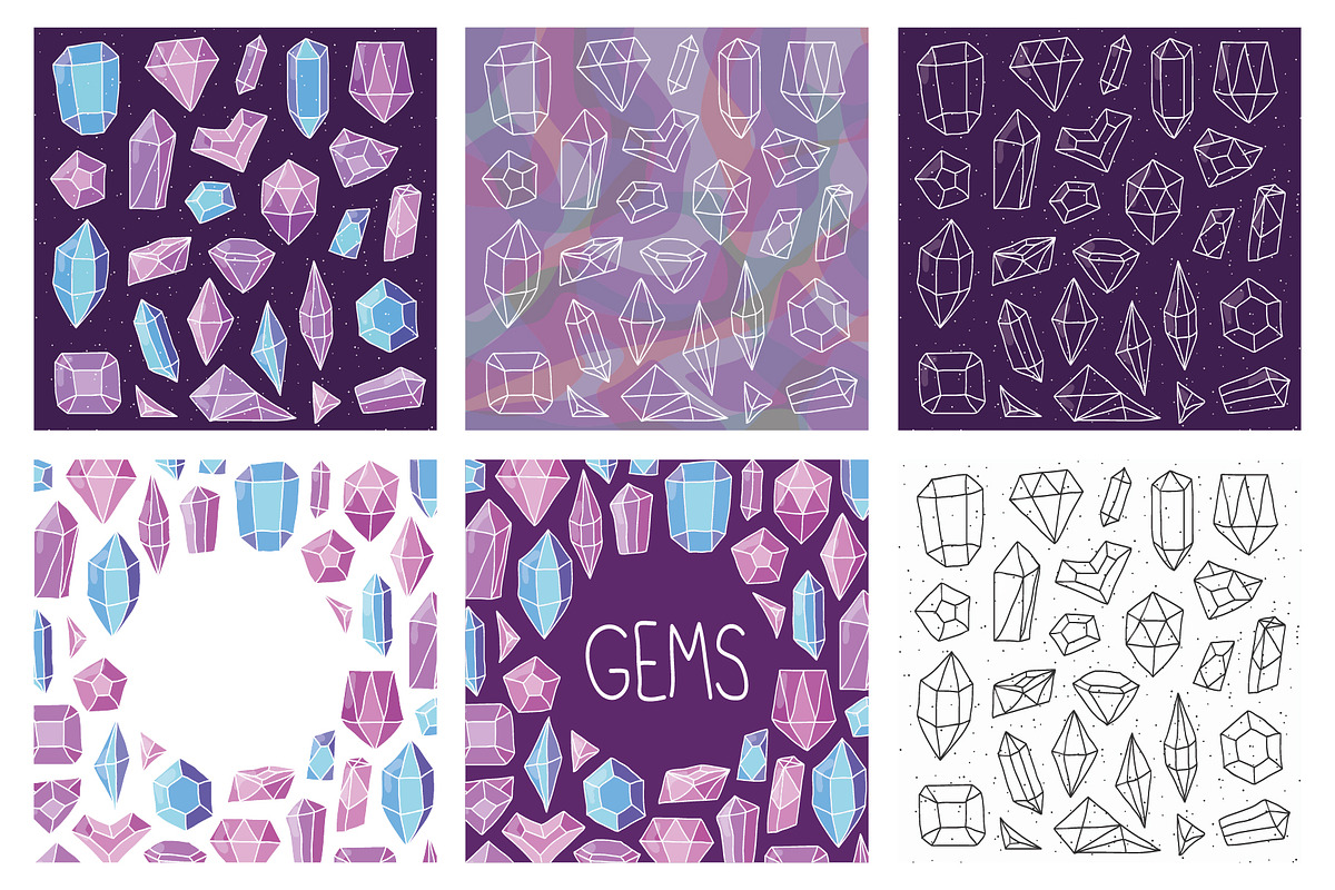 Hand drawn doodle bundle with gems, a Pattern Graphic by altanaka (Photo 3 of 3)