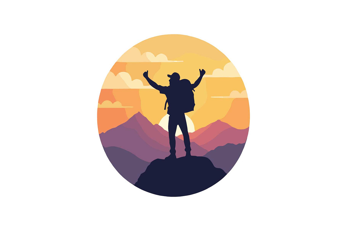 Sunset Hiking Silhouette  Bundle, an Object Graphic by yasushie (Photo 12 of 16)