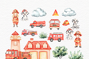 Fire truck watercolor Fire engine, a Transportation Illustration by Invite to Clipart (Thumbnail 2 of 5)