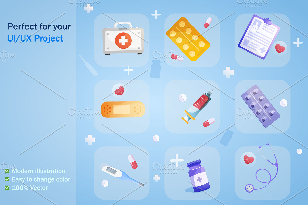 Medical Illustration Kit. Elements, a Background Graphic by DariaBorisova (Photo 2 of 4)