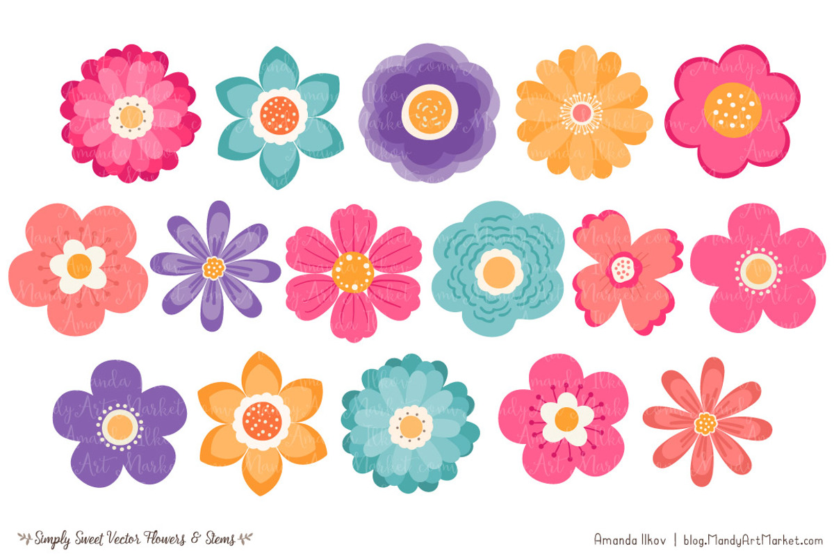 Crayon Box Flowers Clipart, an Illustration by Amanda Ilkov (Photo 3 of 4)