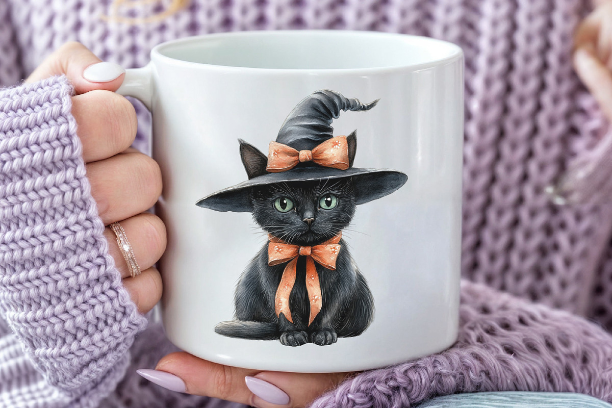 Halloween Black Cat Coquette Bow PNG, an Illustration by CraftArtStudio (Photo 4 of 6)