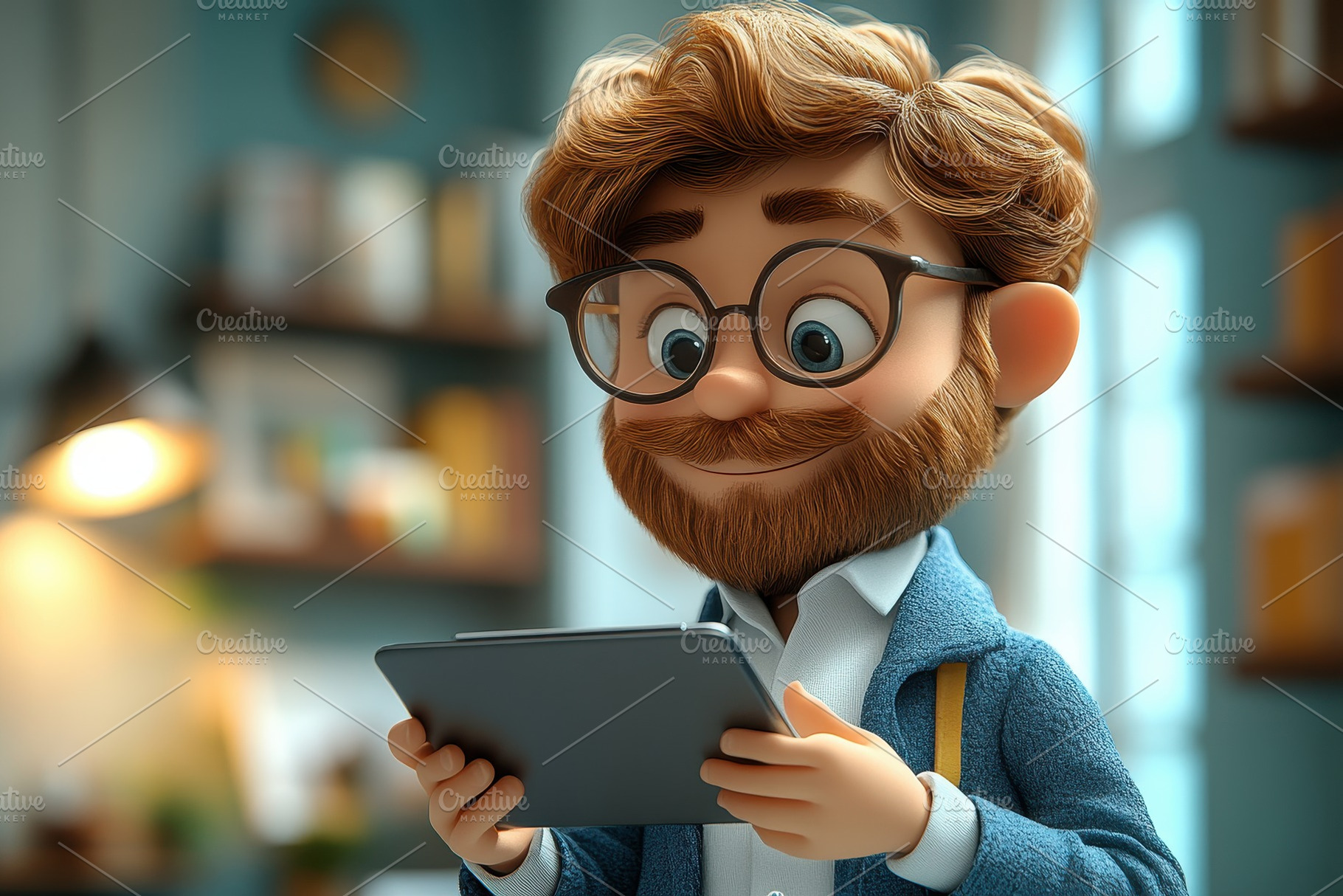 Young man with glasses smiles while, a Photo by Tanuart