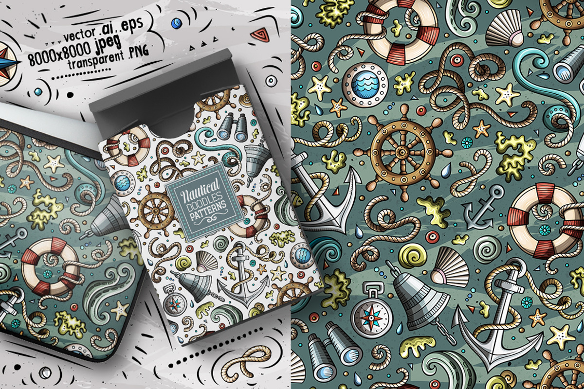 7 Nautical Seamless Patterns, a Pattern Graphic by BALABOLKA (Photo 4 of 8)