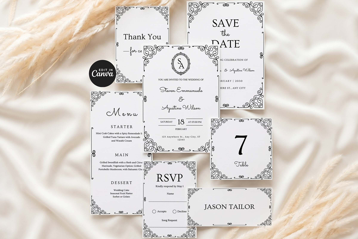 Elegant Black Wedding Suite, an Invitation Template by Arslan (Photo 2 of 4)