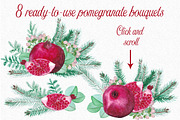 Watercolor Pomegranates Floral Set, a Decorative Illustration by WBS Design (Thumbnail 3 of 7)