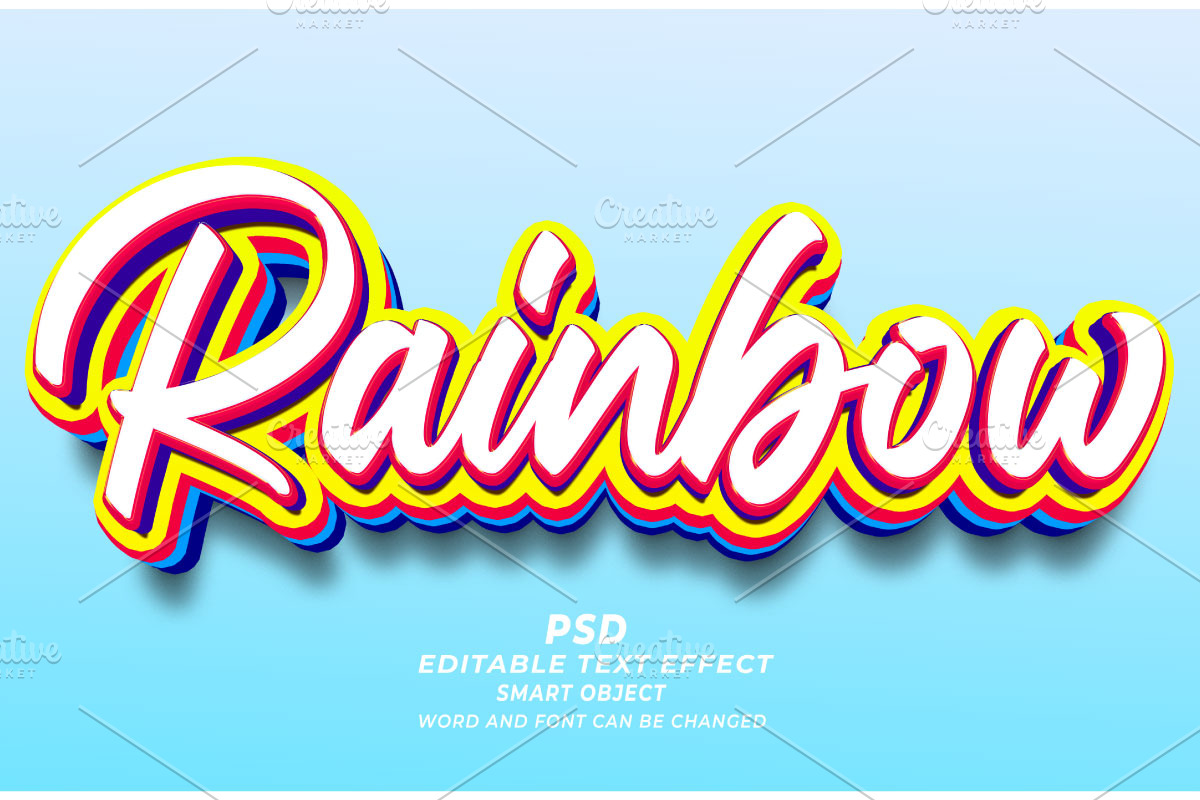 Rainbow PSD 3D Editable Text Effect, a Layer Style Add-On by TrueVector (Photo 1 of 2)