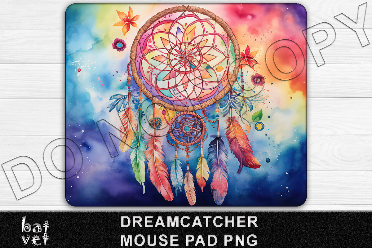 Watercolor Dreamcatcher Mousepad PNG, an Object Graphic by BatVetDesigns (Photo 3 of 3)