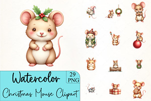 Christmas Mouse Clipart, an Illustration by CrexoraLab